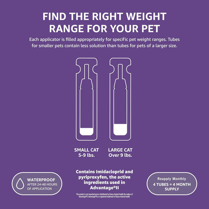 Amazon Basics PreventativeTopical Flea Treatment for Large Cats (Over 9 Pounds), 6 Count (Previously Solimo