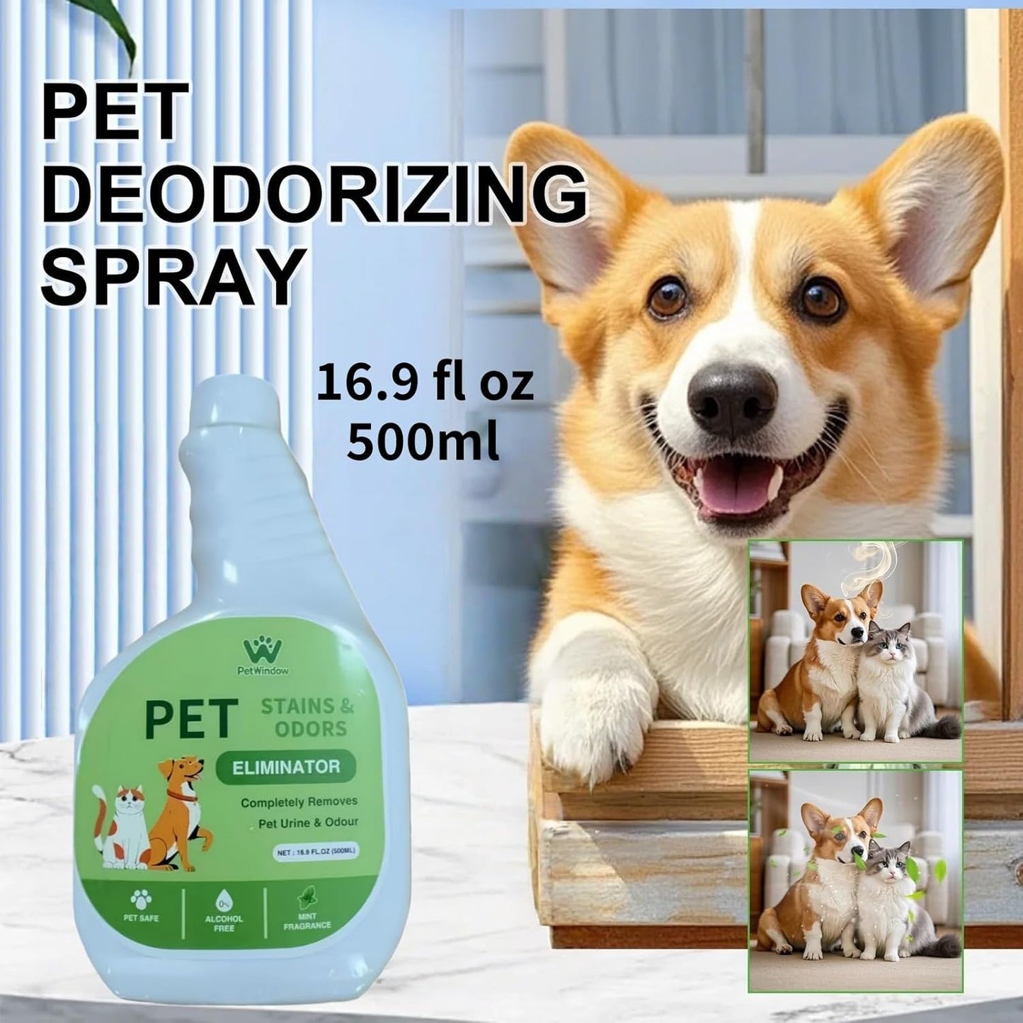 500ml (16.9 Fl Oz) Pet Stain And Odor Remover, Completely Eliminates Pet Urine And Odors(3pcs)