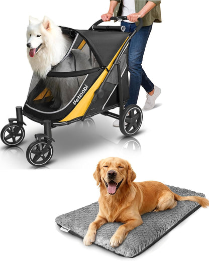 Petbobi Dog Stroller and Plush Mat Bundle for Medium & Large Dogs