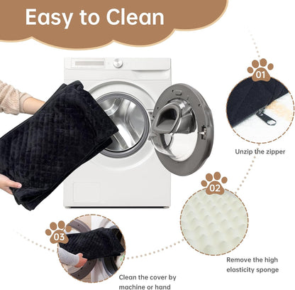 Car Seat for Large Size Dog, Booster Seat for Dogs Under 55 lbs or 2 Small Dogs, Soft Car Dog Bed Filling in Thick Memory Foam with 2 Safety Leashes and Storage Pocket (Brown/Black)