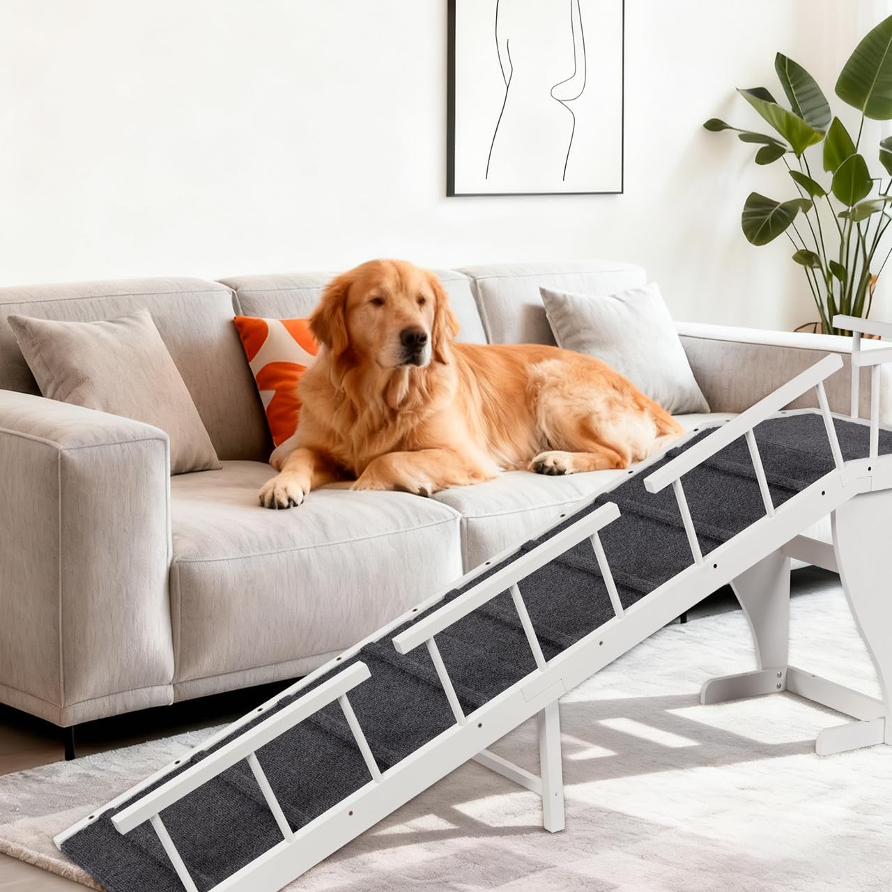 Dog Ramp for Bed with Safety Removable Rail Dog Steps for Bed Large Dog Widened and Lengthened Pet Ramp to Get on Bed