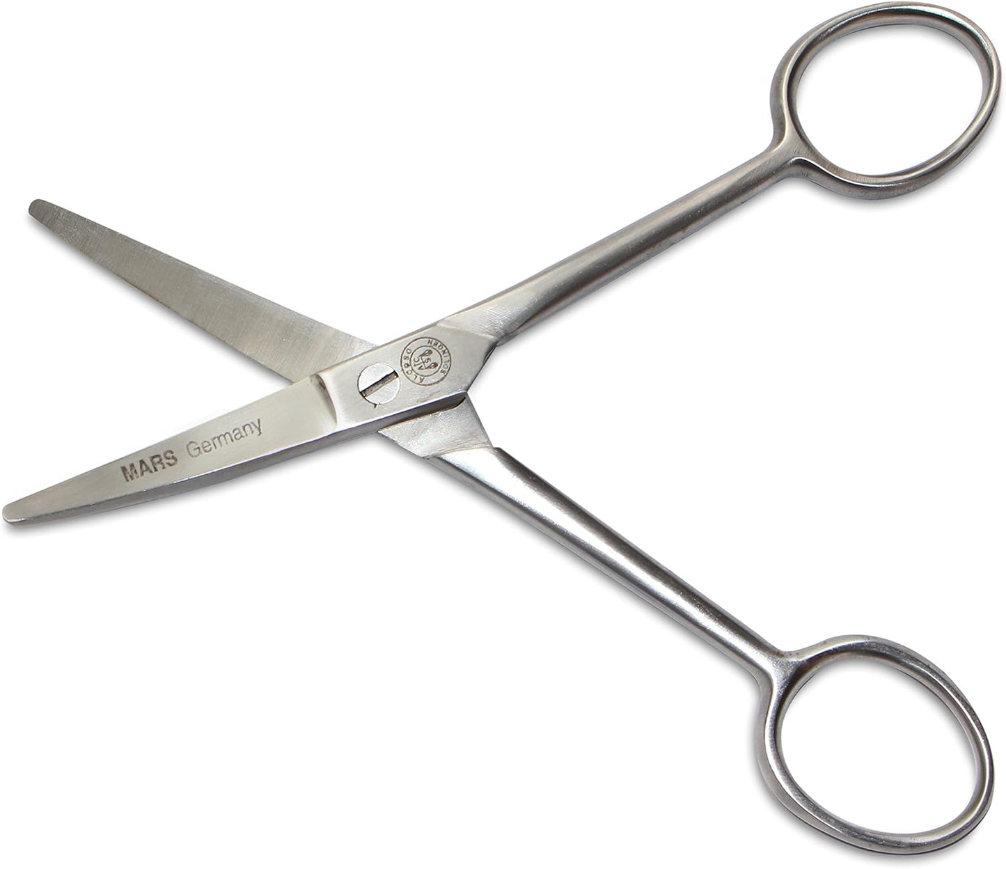 Mars Professional Stainless Steel Curved Scissors Shears, Microserrated, Blunt Points, 5" Length