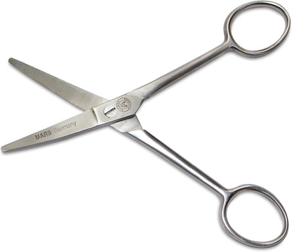 Mars Professional Stainless Steel Curved Scissors Shears, Microserrated, Blunt Points, 5" Length