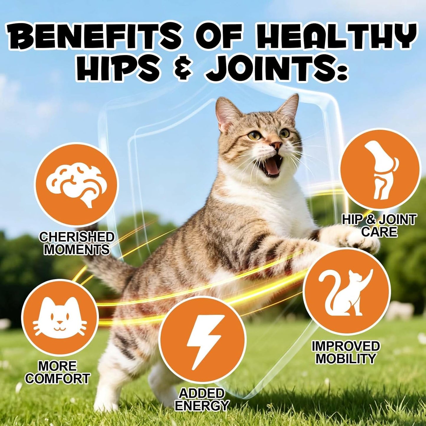 Cat Hip & Joint Health Chews – Cat Joint Support Supplement with Glucosamine, Green Lipped Mussel & Omega-3 – Supports Mobility, Flexibility & Cartilage Function (Chicken Flavor, 30-Day Supply)
