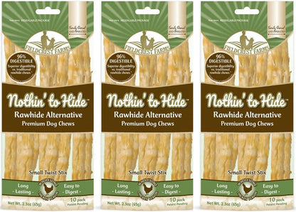 Fieldcrest Farms Nothing to Hide Natural Rawhide Alternative Twist Stix for Dogs - 3 Pack (30 Sticks) Premium Grade Easily Digestible Chews - Great for Dental Health (3 Count (Pack of 1), Chicken)