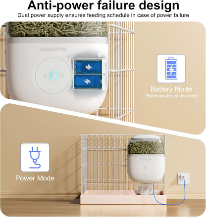 Hanging Automatic Rabbit Feeder with 1080P HD Camera,WiFi Smart APP Control 1-10 Meals A Day, 62oz Storage, Multiple Pet Cage Compatibility, Small Animal Food Dispenser for Bunny Chinchilla Guinea Pig