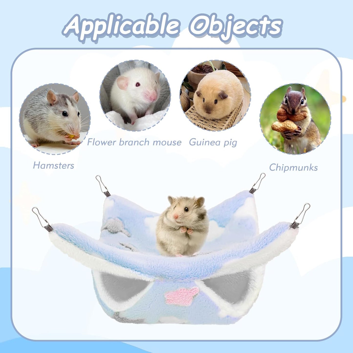 2 Pcs of Rat Hammocks Small Animal Hammock Rat Bed Guinea Pig Hammock Rats Cage Accessories for Small Animals Chinchilla Parrot Sugar Glider Ferret Squirrel