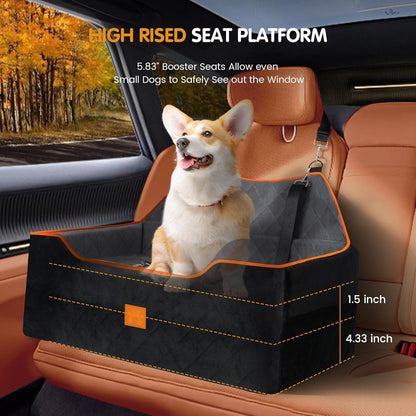 Dog Car Seat Large Medium - Sized Dog Car Pet Bed for Dogs Under 55 Lb or 2 Small Dogs,Safety Memory Foam Booster Seat 2 Cushions,Large Pet Bed Seat for Backseat