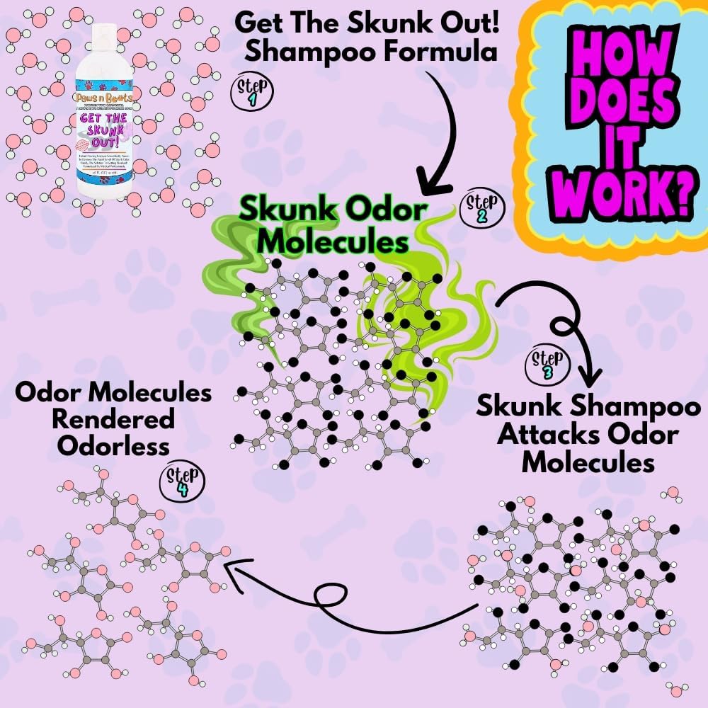 Skunk Odor Remover, #1 Most Effective & Safest Formula Available. Shampoo Guranteed to Get The Skunk Out! 100% Natural, Non-Toxic, Safe to Use on Dogs/Cats, Clothing, Furniture, Even You!