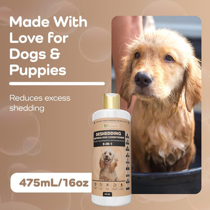 9-in-1 Oatmeal Deshedding Dog Conditioner, Moisturizing Conditioner for Dogs with Oatmeal, Aloe Vera, Chamomile, Argan Oil, for All Breeds & Puppies, Hypoallergenic Dog Conditioner, 475mL