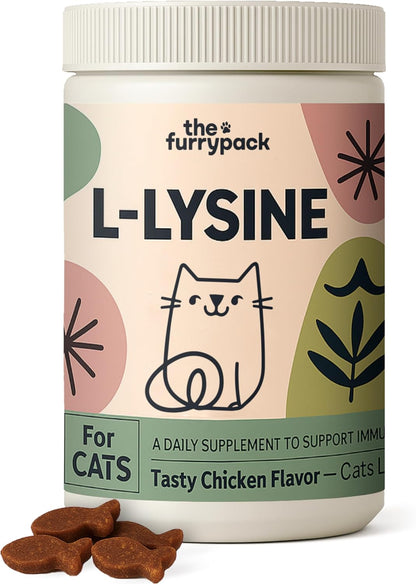 L-Lysine for Cats - 250mg per Chew, 150 Soft Chicken Flavor Chews to Replace Messy Powders and Pills, Turn Supplement Time Into Treats, Made in USA, Daily Immune Support, Picky Eaters