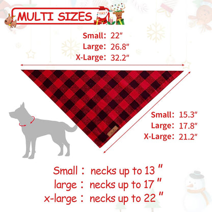 Malier 2 Pack Christmas Dog Bandanas, Classic Buffalo Red Plaid Dog Bandana for Girl and Boy, Pet Scarf Bibs Pet Costume Outfit Accessories for Small and Extra Large Dogs Pets (Large)