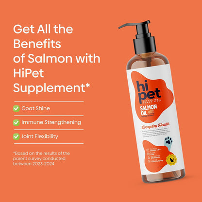Hi Pet Salmon Oil for Cats, Supports Coat and Joint, Boosts Immune System, Omega 3 & 6 Fish Oil for Cats, 6.76 Fl Oz (Pack of 3)