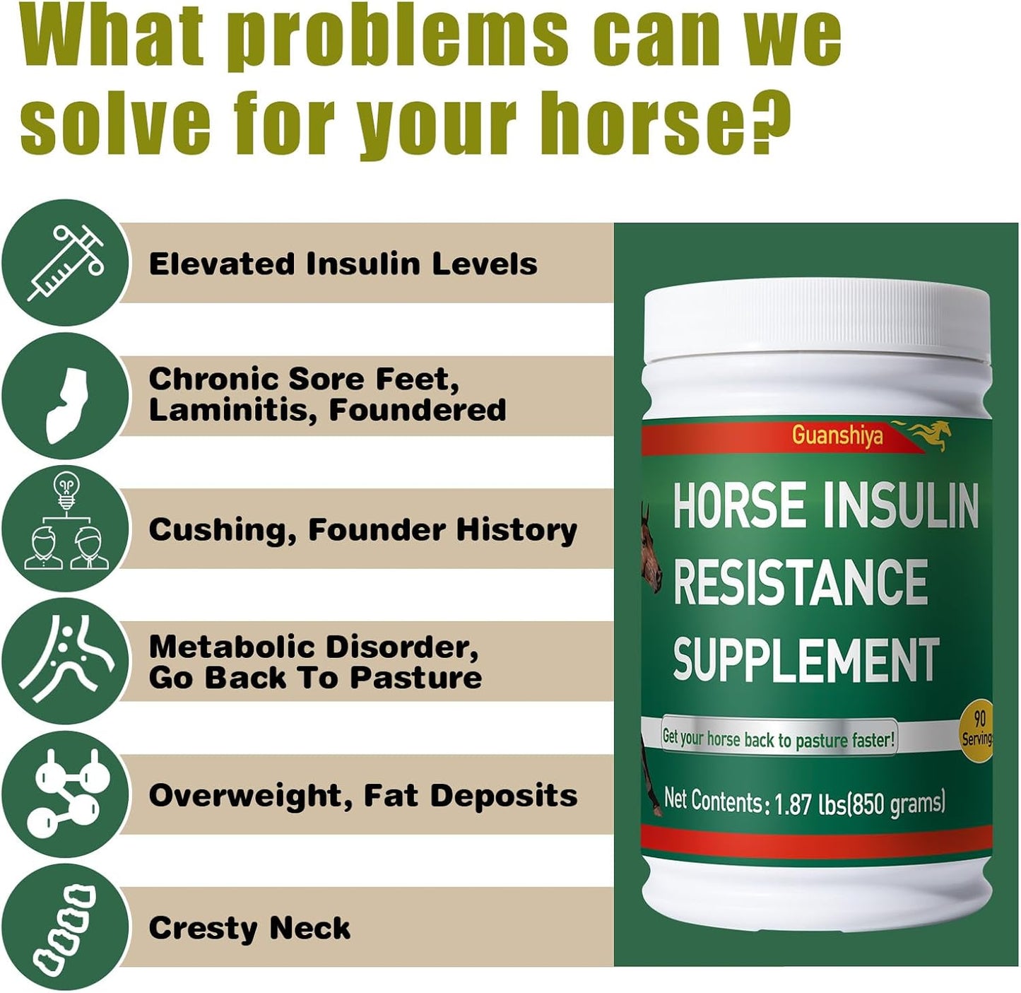 Insulin Resistance Supplement for Horses - Horse Laminitis Treatment-Natural Laminitis Herbal Powder for Sore Feet & Chronic Laminitis, 1.87lb (90-Day Supply)