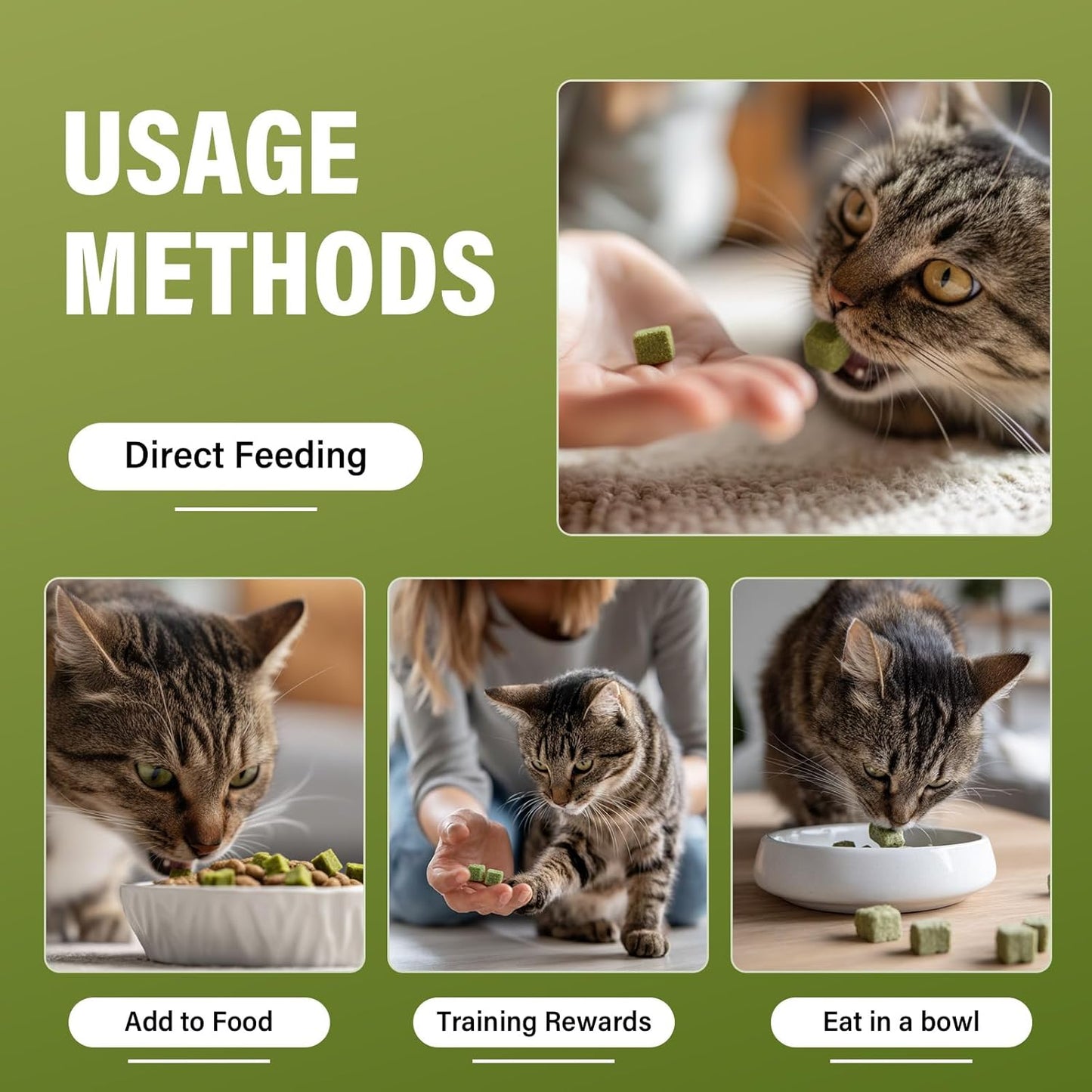 Cat Grass Treats, Natural Hairball Treatment for Cats, Healthy Freeze-Dried Supplement to Aid Digestion and Control Hairballs, 120 g