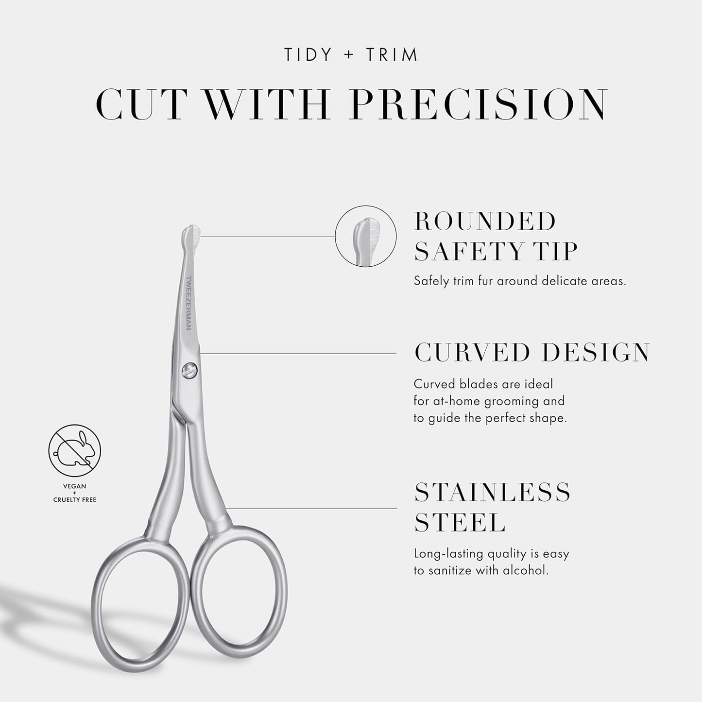 Tweezerman Pet Grooming Scissors, Stainless Steel Rounded Tip Trimming Shears for Dogs and Cats