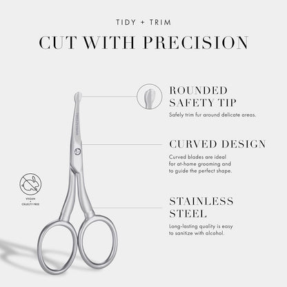 Tweezerman Pet Grooming Scissors, Stainless Steel Rounded Tip Trimming Shears for Dogs and Cats