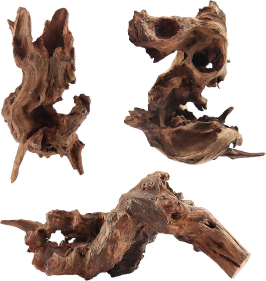 LYPHARD AQUARIUMS Driftwood for Aquarium, 3 Pieces 6-10" Natural Small Drift Wood Fish Tank Assorted Branch Decorations Pieces for Reptile Hide