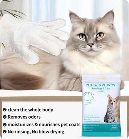 Disposable pet Cleaning Gloves Wet Wipes, Suitable for Daily Cleaning and Travel use. Two Packs of unscented Glove Wet Wipes (Green Packaging, 12 Pieces Each) + 1 Pack of Wet Wipes (as a Gift)