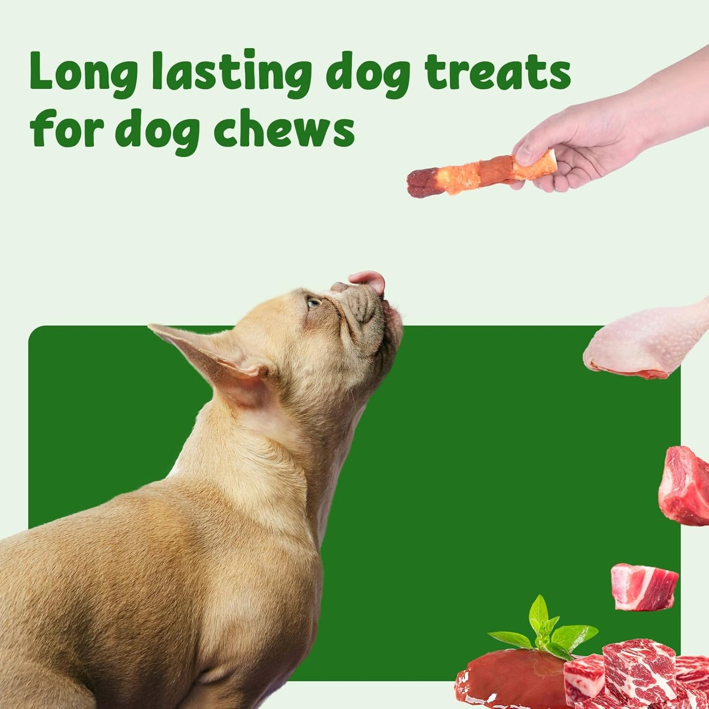 Triple-Flavor Rawhide Chews for Medium & Large Dogs - 5 Inch Chicken, Beef & Chicken Liver Dental Treats - Long Lasting Chew Sticks 227g/0.5lb