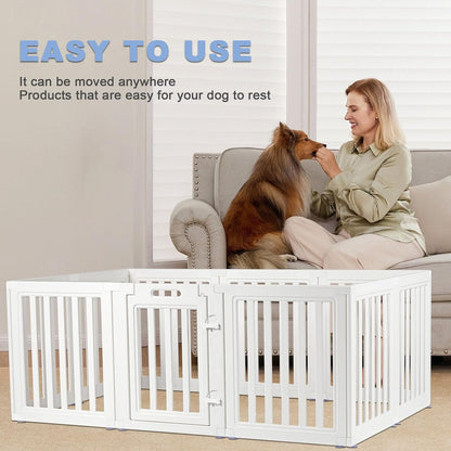 Clear Dog Play Pen,Pet Playpen with Door,Easy to Clean and Install Puppy pens for Both Indoor and Outdoor use (White, 23.6" Height, 8)