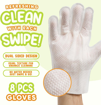 Pet Glove Wipes for Dogs & Cats | Nourish & Clean Fur & Skin | Coconut Oil & Chamomile Rinse-Free Wipes | Bathing Glove Wipes for Daily Care and Travel | Natural, Hypoallergenic (8 Pack)