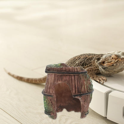 GLEAVI Reptile Hide Cave Habitat Decor Plastic Leopard Gecko Tank Reptile Rock Hideout Small Spider Scorpion Shelter for Bearded Dragon and Turtle Basking Platform