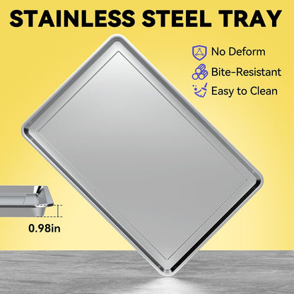 Dog Grass Pad with Tray Large, 35" x 24" Stainless Steel Dog Litter Box with 2 Premium Grass Pads & Reusable Pee Pad - Durable, Rust-Proof, Easy Clean Dog Toilet for Large Dogs Indoor Outdoor Use