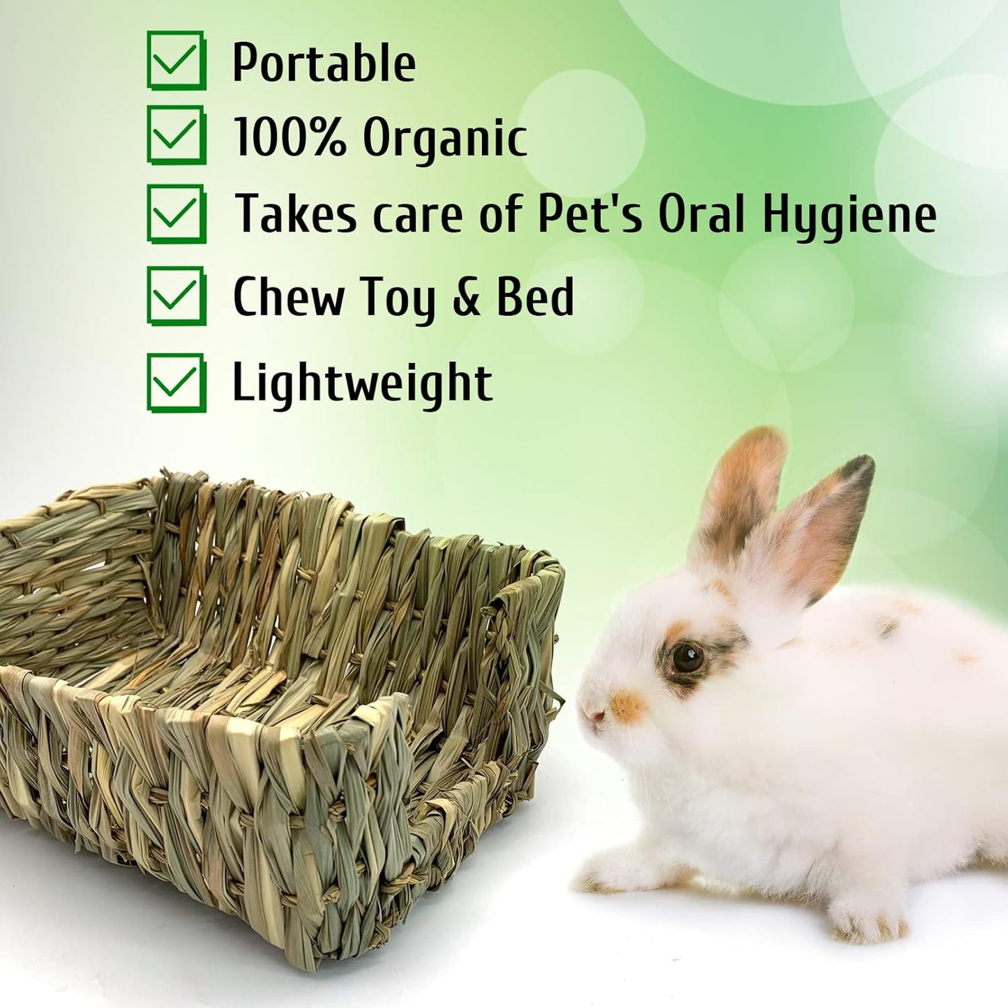 Hamiledyi Rabbit Grass Bed for Bunny, 12 Pcs Pet Bunny Chew Toys Natural Hand-Made Woven Hay Mat Hamster Grass Basket Small Animals Bedding for Guinea Pig Chinchilla Ferret Gerbil Rat