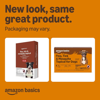Amazon Basics PreventativeFlea, Tick & Mosquito Topical Treatment for Large Dogs (21-55 pounds), 6 Count, Packaging May Vary
