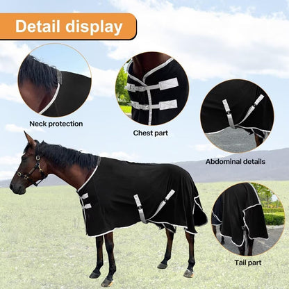 Polar Fleece Horse Blanket, Soft Horse Cooler,Multi-Function Horse Sheet (Black, US 72IN(EU 135CM))