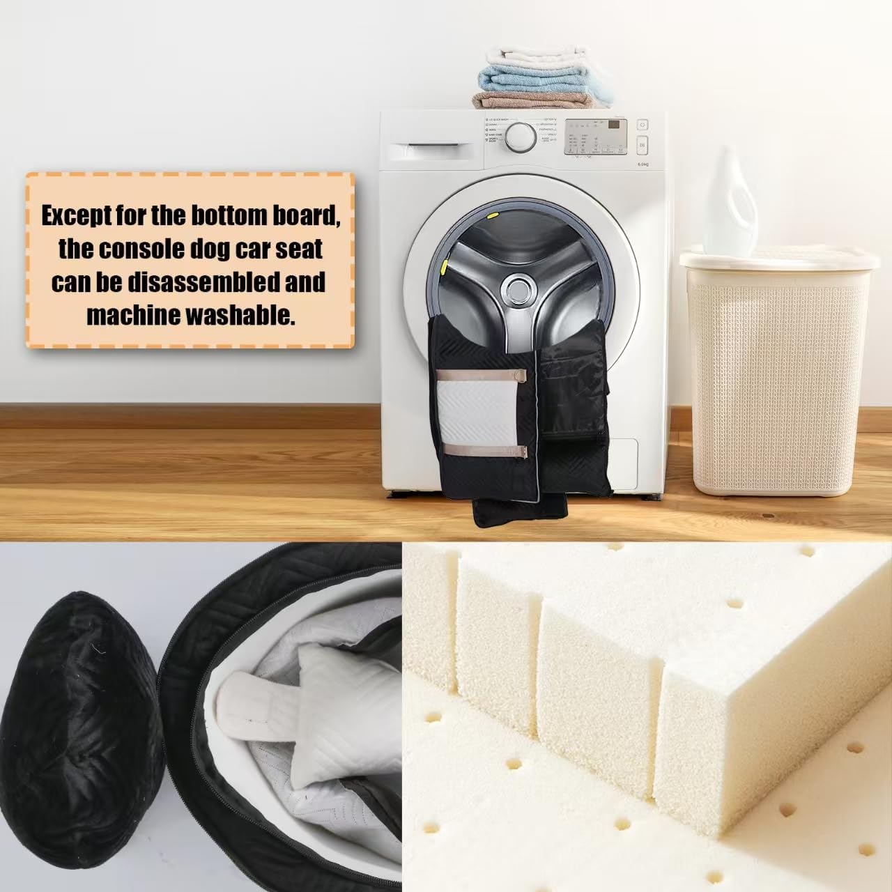 Dog Car Seat for Small Dogs, Portable Center Console Dog Car Seat, Pet Booster Seats with Safety Belt and Soft Cushion, Pet CarSeat for Dogs and Cats Under 15 lbs,Black