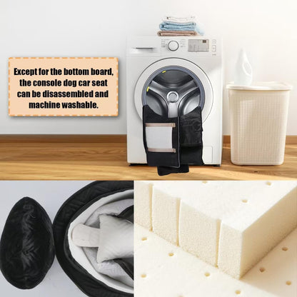 Dog Car Seat for Small Dogs, Portable Center Console Dog Car Seat, Pet Booster Seats with Safety Belt and Soft Cushion, Pet CarSeat for Dogs and Cats Under 15 lbs,Black