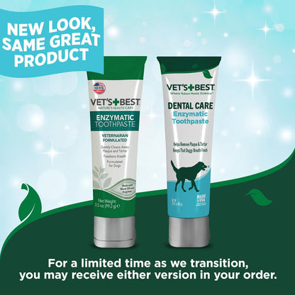 Vet's Best Dog Toothpaste & Dog Toothbrush, Dental Kit, Plaque Remover for Teeth, Whitens Teeth, Freshens Canine Breath, Veterinarian Formula, Finger Toothbrush Included