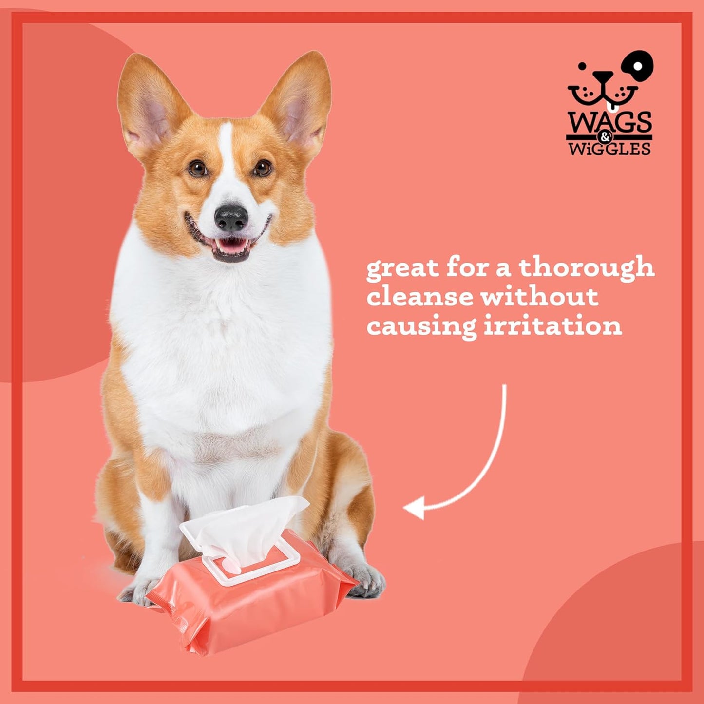 Wags & Wiggles Purify Hypoallergenic Wipes for Dogs, Zesty Grapefruit Scent - Scented Dog Wipes Gently Clean & Condition Your Dog's Coat Without A Bath, 100 Count