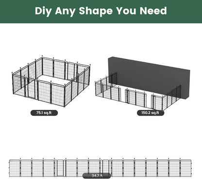 Gardner Pet Dog Playpens, 40" H 16 Panels Dog Pen Outdoor/Indoor Dog Fence Exercise Pen for Small/Medium/Large Dogs,Pet Play Yard Gate with Gravity Automatic Lock, Pet Playpen, Black
