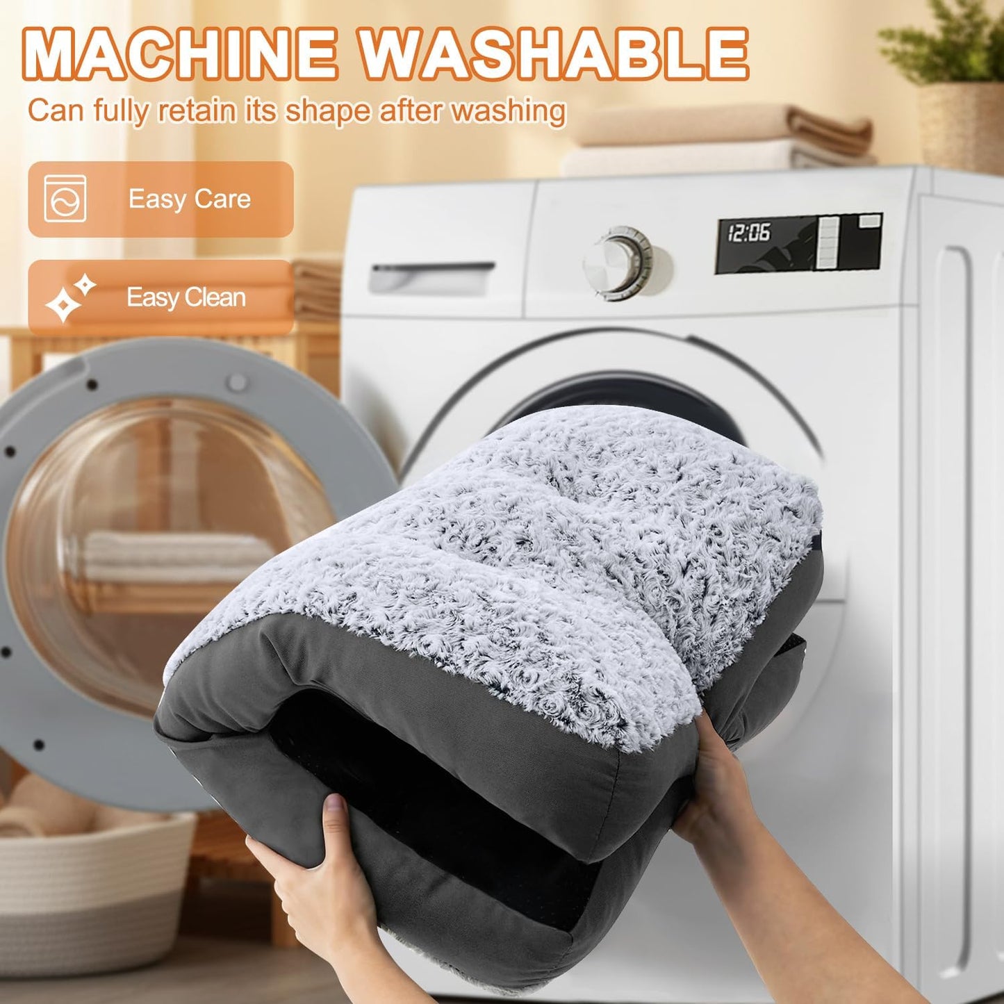 POCBLUE Deluxe Washable Dog Bed for Large Dogs Dog Crate Mat 35 Inch Comfy Fluffy Kennel Pad Anti-Slip for Dogs Up to 60 lbs, 35" x 23", Grey