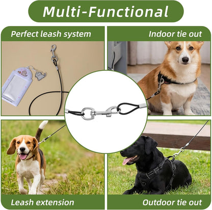 2PCS Chew Proof Dog Leash, Short Dog Leash Double Clip Dog Collar Extender Black Durable Dog Tether for Car Safety for Collars & Harnesses(23.62inch/60cm)