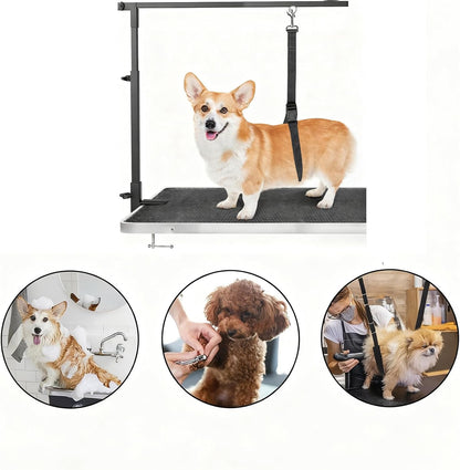 Dog Grooming Loops Nylon Restraint Noose Loop Pet Grooming Belly Strap Adjustable Slip Rope Dog Bathing Safety Tether Straps for Pet Grooming Table (Pink)