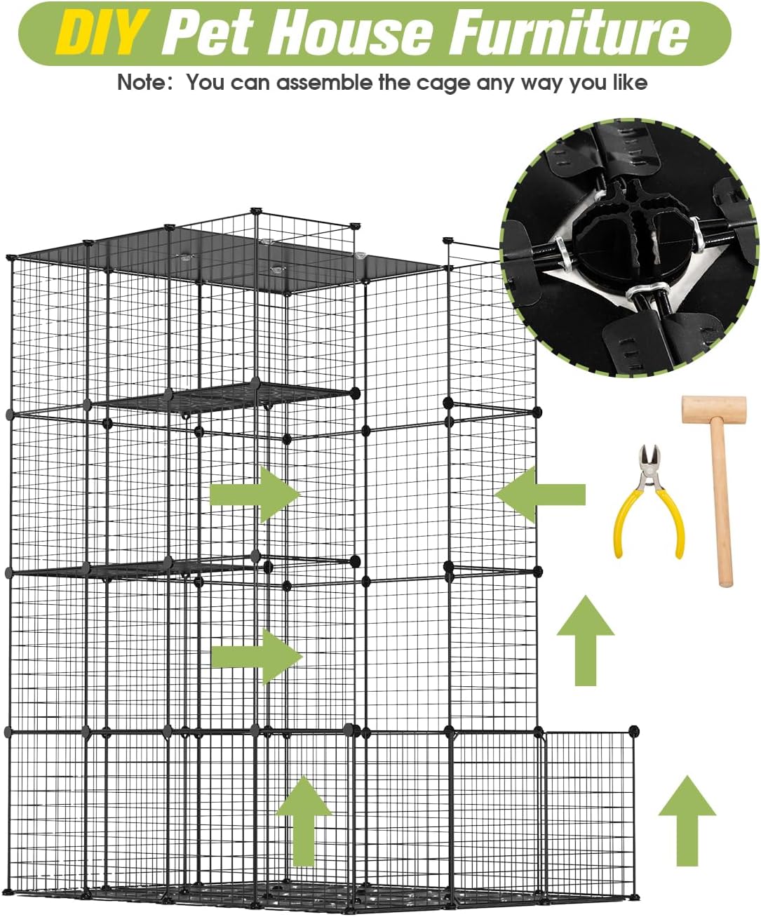 Cat Cages Playpen Indoor, 4 Tier Large Cat Crate Cat Enclosure for Cats, Metal Guinea Pig Cages,Wire Ferret Cage Catio for Kitten,Rabbit,Bunny,Chinchilla,Iguana