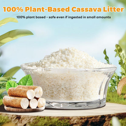 Premium Cat Litter, Non-Stick Strong Clumping Cat Litter, 100% Natural Cassava Kitty Litter, Multi-Cat/Unscented Dust-Free/Odor Control/Ultra Absorbent/Less Scattering - 9 lbs - 1 Pack