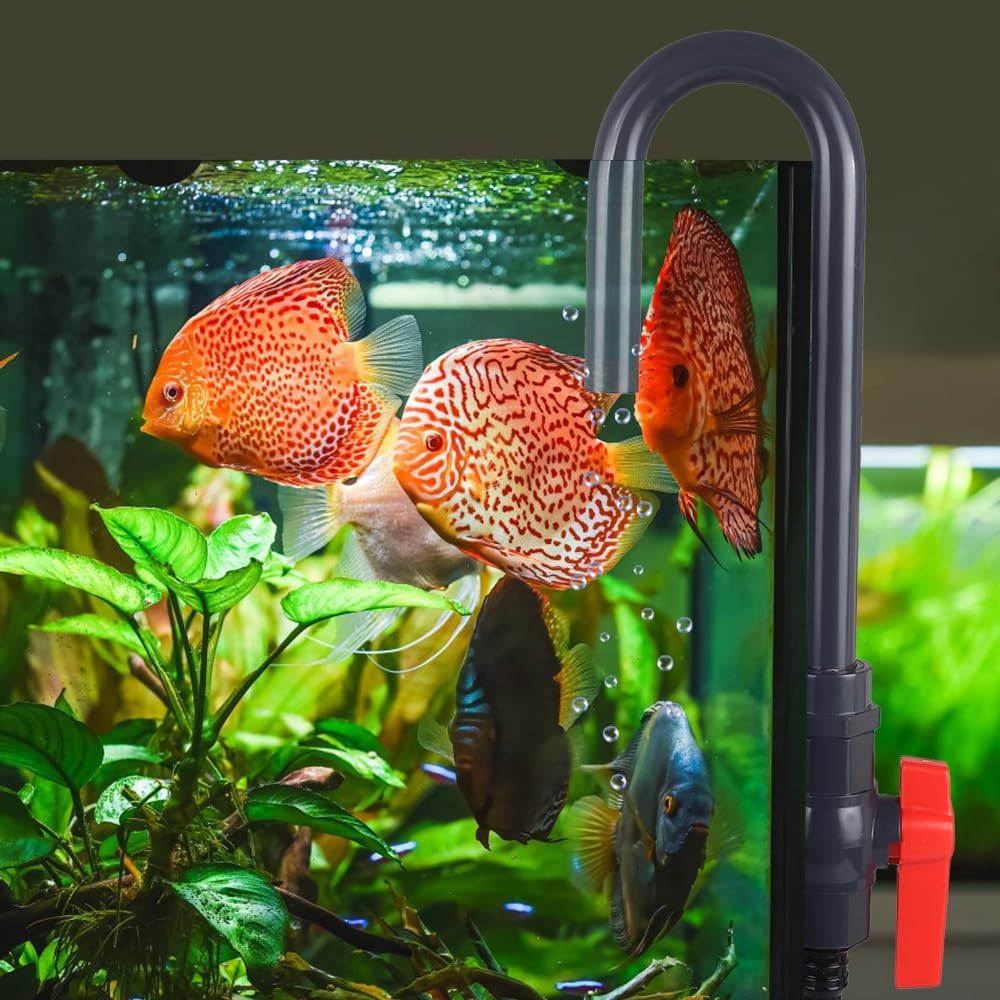MiOYOOW Aquarium Water Changer, PVC Aquarium Water Filler Hanging Fish Tank Hook Filler with Flow Switch for 1/2“, 5/8”, 3/4” Hose