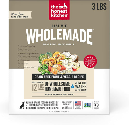 The Honest Kitchen Wholemade™ Dehydrated Grain Free Fruit & Veggie Base Mix Dog Food (Just Add Protein), 3 lb Box