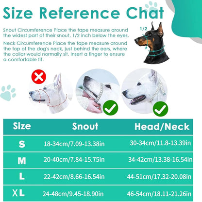 Dog Head Collar, Adjustable Dog Mouth Guard, Reflective Dogs Mouth Harness with Padded Nose Band, No Pull Head Collar Soft Dogs Muzzle for Medium Large Pets (Blue, L (Snout: 11.6"-14.8"))