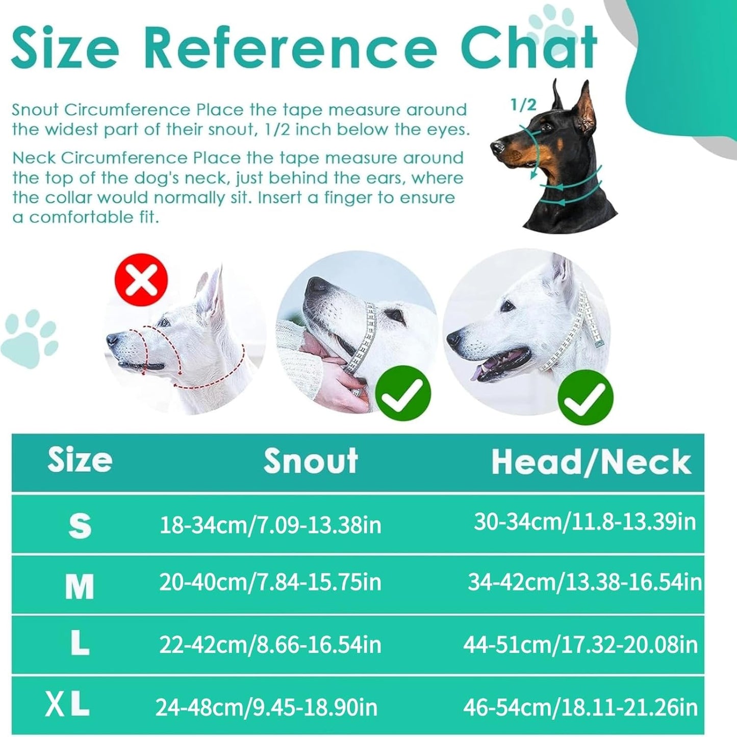 Dog Head Collar, Adjustable Dog Mouth Guard, Reflective Dogs Mouth Harness with Padded Nose Band, No Pull Head Collar Soft Dogs Muzzle for Medium Large Pets (Blue, L (Snout: 11.6"-14.8"))