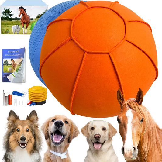 Herding Ball for Dogs, 25" Horse Ball with Cover, Dog Herding Balls Large with Hand Pump, Dog Horse Toys for Play Hurding/Hearding (Orange)