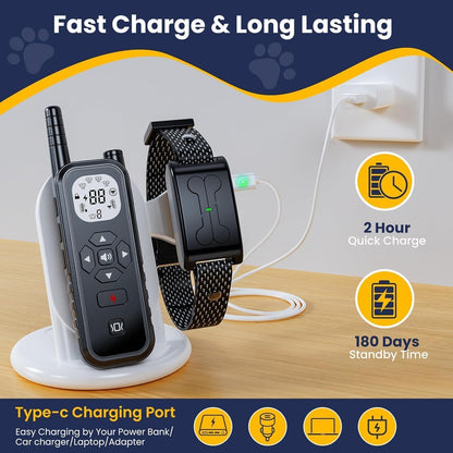 Wireless Dog Fence, Electric Fence for Dogs, Training Collar with Remote System 185 Days Standby Time, Waterproof & Flash Light Portable Dog Perimeter Collar with 3 Training Mode for 2 Dogs