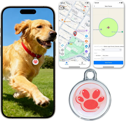 2025 GPS Tracker for Pet, No Monthly Fee & No SIM Card Needed | Real-Time Tracking for Dogs, Cats & Small Animals | Lightweight Design | Long Battery Life | Compatible with iPhone & Android
