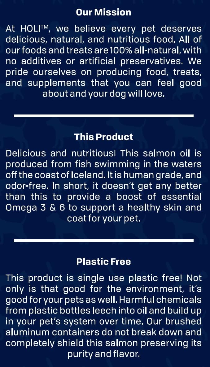 HOLI Salmon Oil for Dogs Skin and Coat | Icelandic Fish Oil for Cats & Dogs | Omega 3 EPA + DHA Supports Joint Mobility, Immune & Heart Health