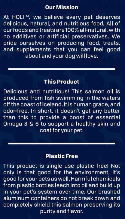 HOLI Salmon Oil for Dogs Skin and Coat | Icelandic Fish Oil for Cats & Dogs | Omega 3 EPA + DHA Supports Joint Mobility, Immune & Heart Health